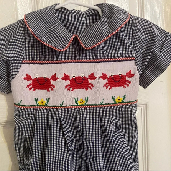 Wish Upon A Star Smocked Crab Bubble Romper - Picture 3 of 10